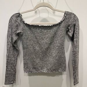 Gray Hollister off the shoulder ribbed long sleeve top